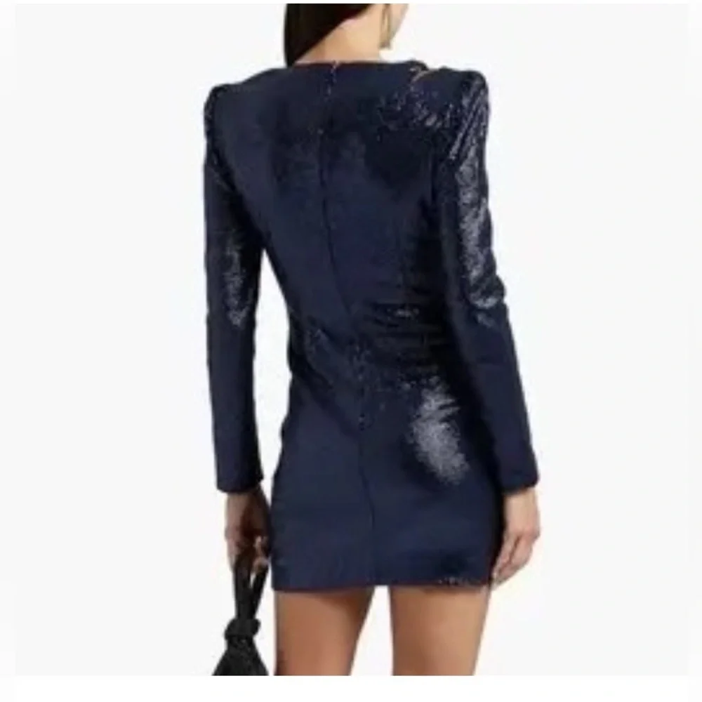 Rachel Zoe Juliette cut out mesh sequined mini dress 10 navy